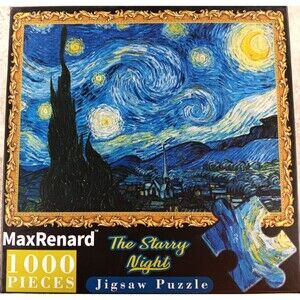 The Starry Night 1000 Piece Jigsaw Puzzle 26.75”x19.25” Bonus Poster Max Renard